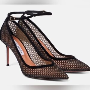 Aquazzura Black Mesh Women's Heels